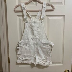 F21 White Denim Overalls
